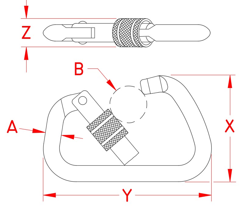 Aluminum Extra Large Screw Lock Harness Clip, A0149-0013, Line Drawing